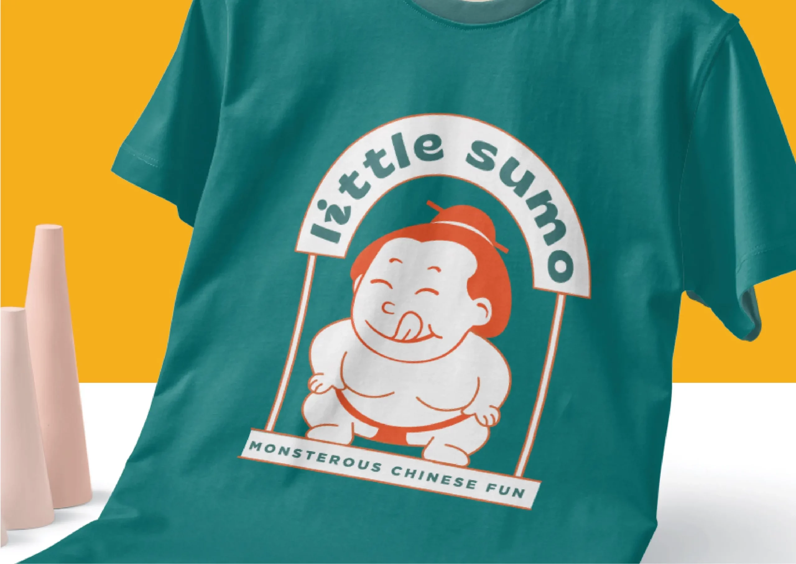Little sumo t - shirt mockup.