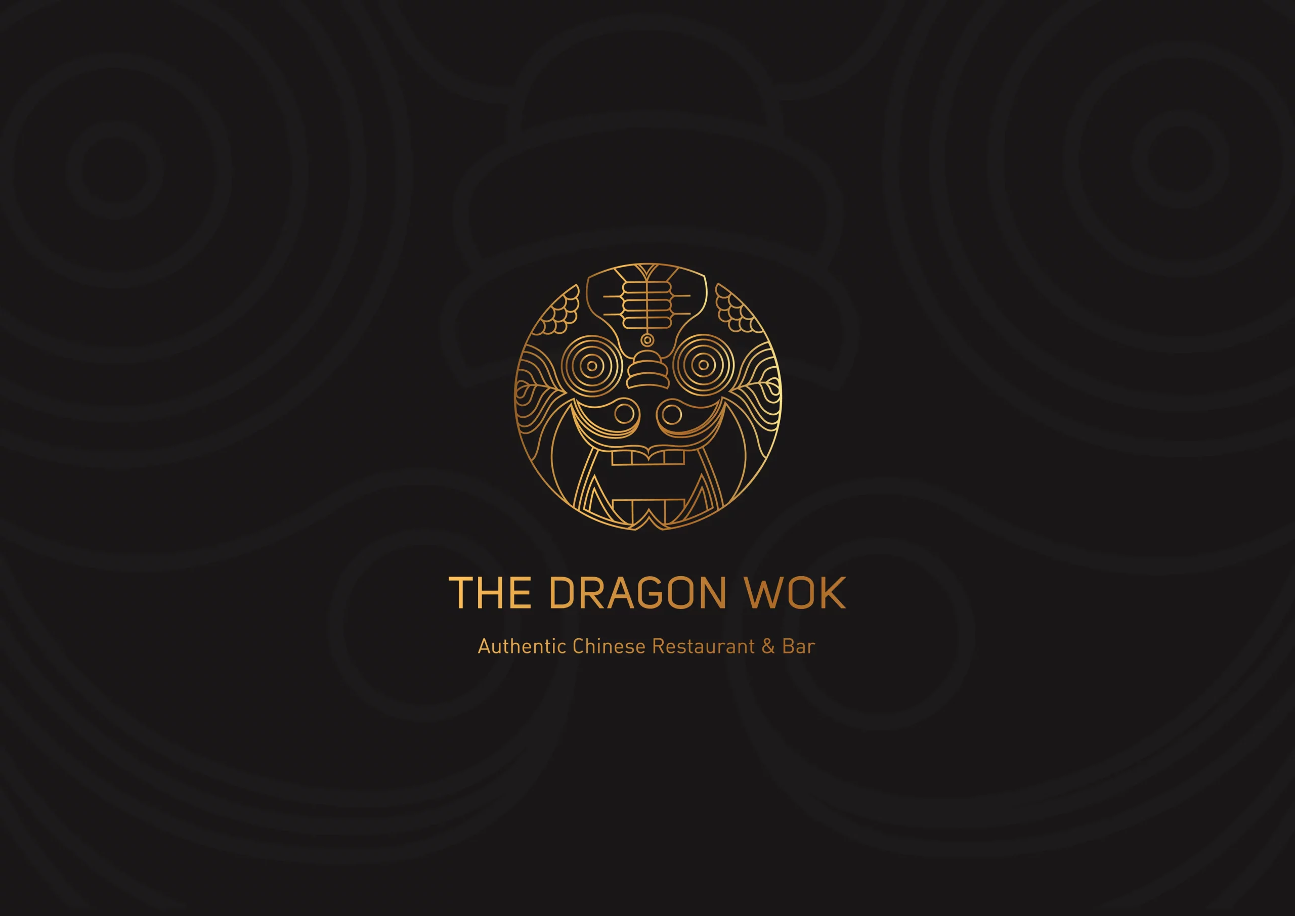 The dragon wok asian chinese restaurant logo.