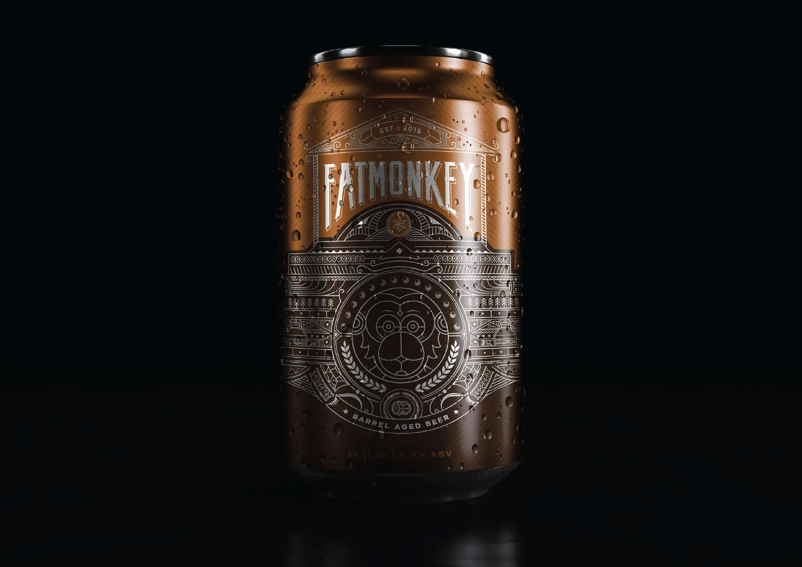 An image of a beer can with a black background.