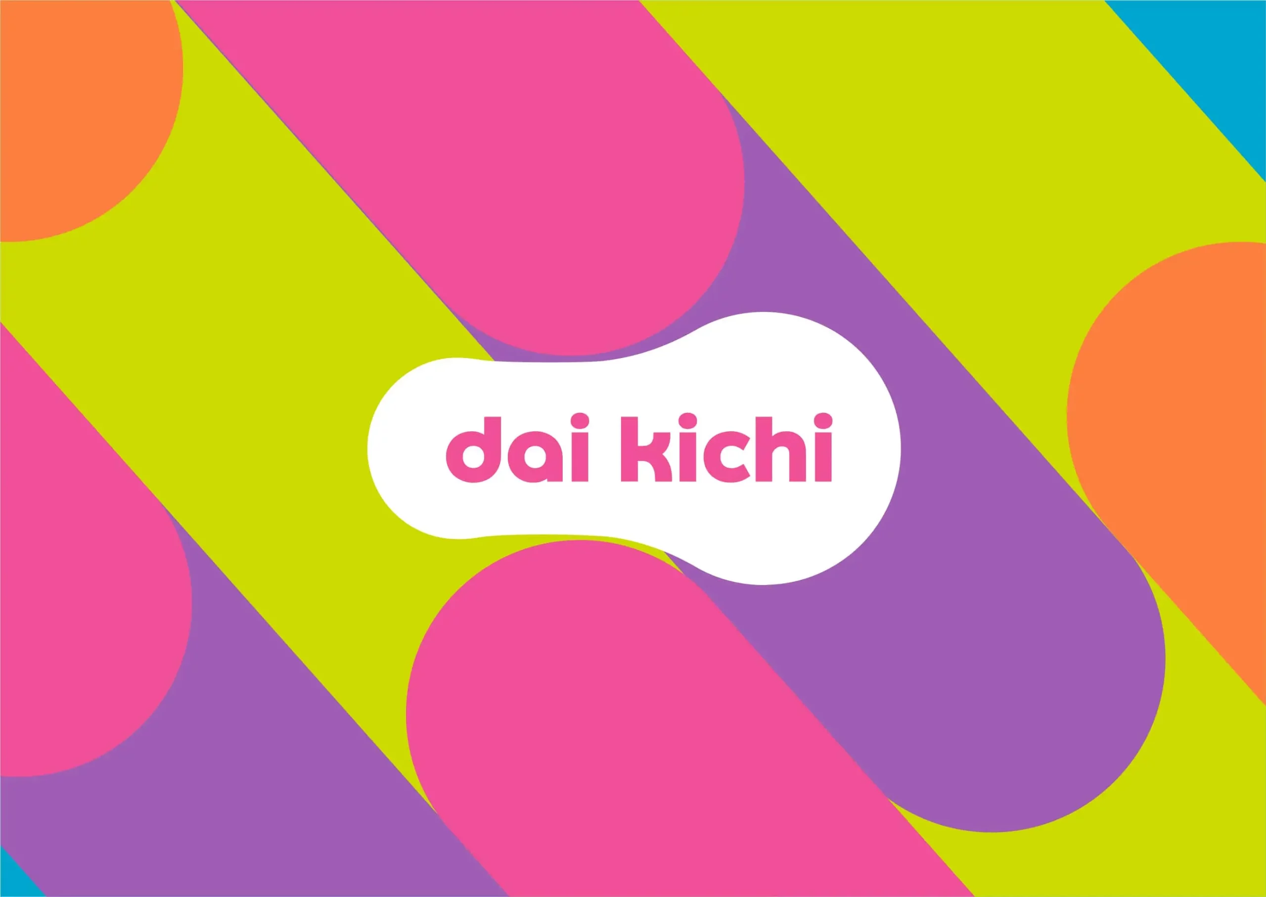 A colorful background with the word dai kichi.