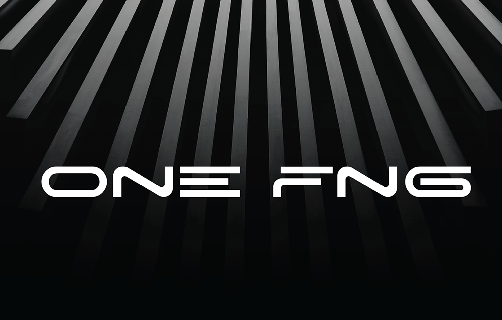 One fing logo on a black background.